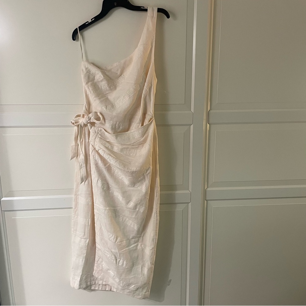 New! Free People Cream At Leisure One Shoulder Midi Dress 27027 - Picture 3 of 13